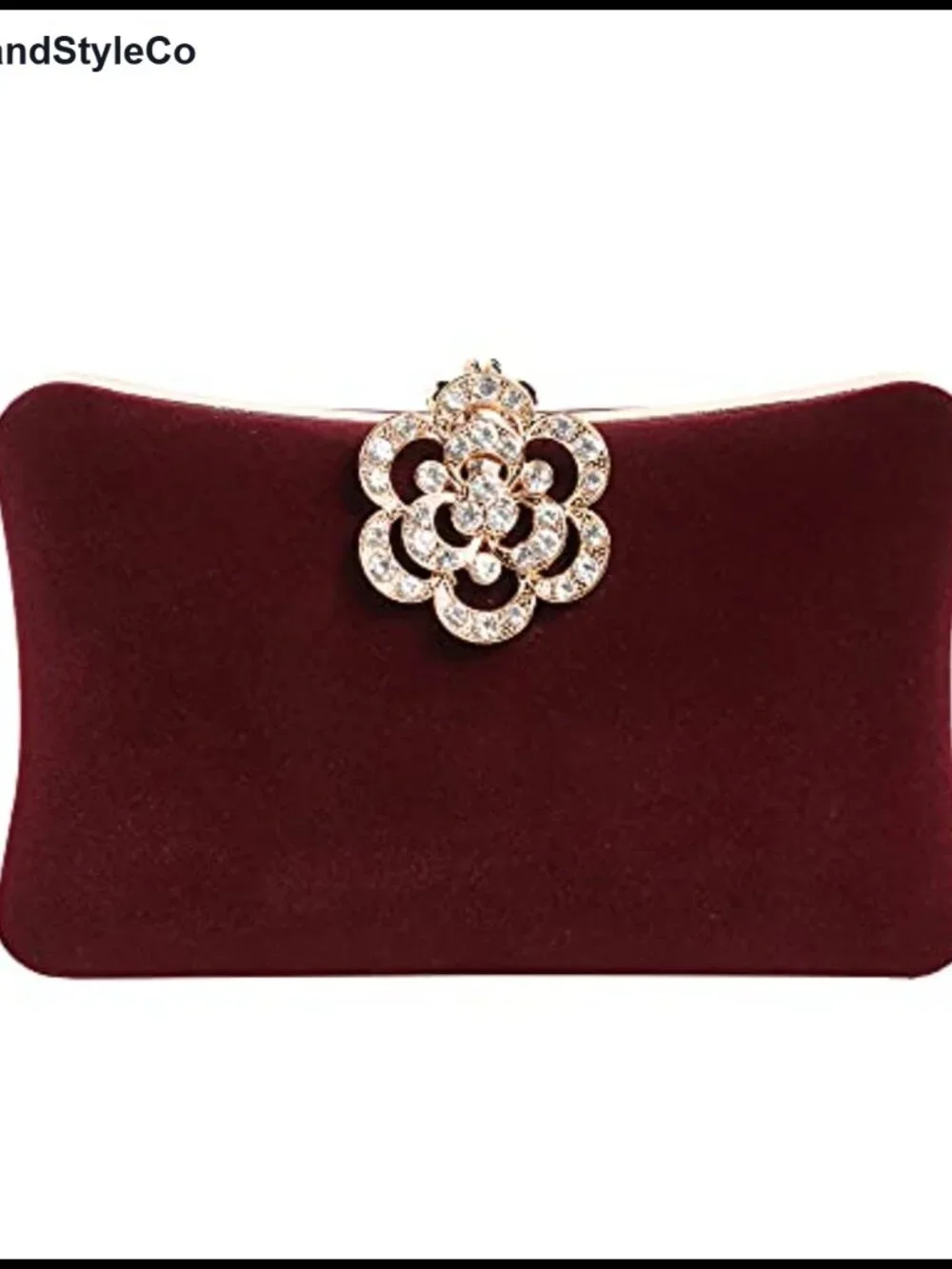 Velvet Evening Bags Rhinestone Clutch Purse with Flower Closure for Party